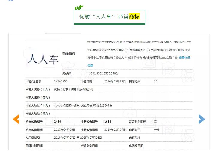 “人人車”商標在優(yōu)信二手車手中，對家拿了自己的王牌，人人車該怎么辦？