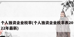 個人獨資企業(yè)稅率(個人獨資企業(yè)稅率表2022年最新)