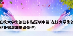 在校大學(xué)生創(chuàng)業(yè)補(bǔ)貼深圳申請(在校大學(xué)生創(chuàng)業(yè)補(bǔ)貼深圳申請條件)