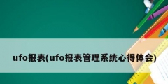 ufo報表(ufo報表管理系統(tǒng)心得體會)