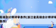 高級會計師評審條件(浙江省高級會計師評審條件)