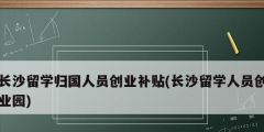 長沙留學(xué)歸國人員創(chuàng)業(yè)補(bǔ)貼(長沙留學(xué)人員創(chuàng)業(yè)園)