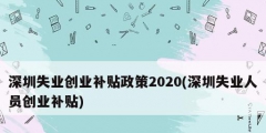 深圳失業(yè)創(chuàng)業(yè)補貼政策2020(深圳失業(yè)人員創(chuàng)業(yè)補貼)