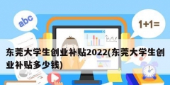 東莞大學(xué)生創(chuàng)業(yè)補貼2022(東莞大學(xué)生創(chuàng)業(yè)補貼多少錢)